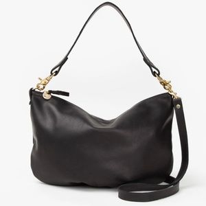 Clare V Moyen Messenger Bag in Black Leather